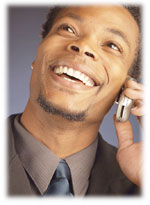 man talking on telephone